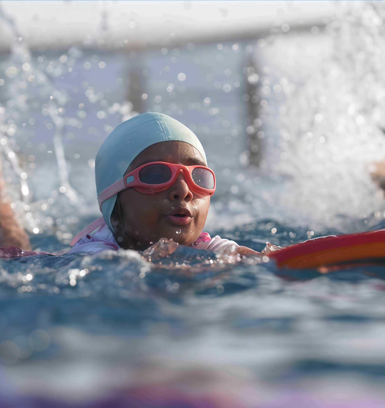 Child learning to swim